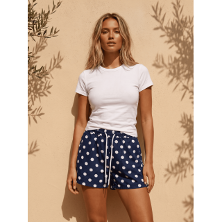 Short à pois Numéa - Bleu marine/Blanc