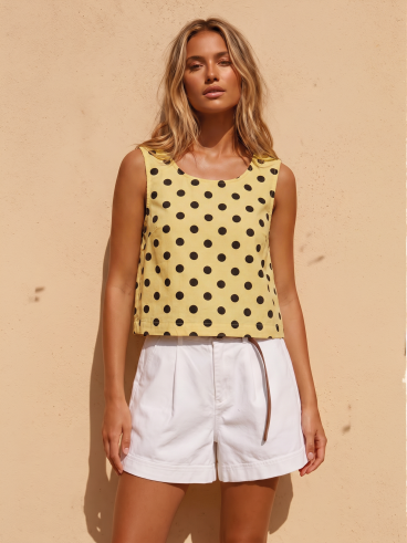 Top à pois Numéa - Jaune/Noir