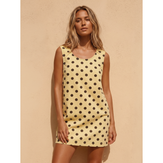 Robe courte à pois Naëlis - Jaune/Chocolat