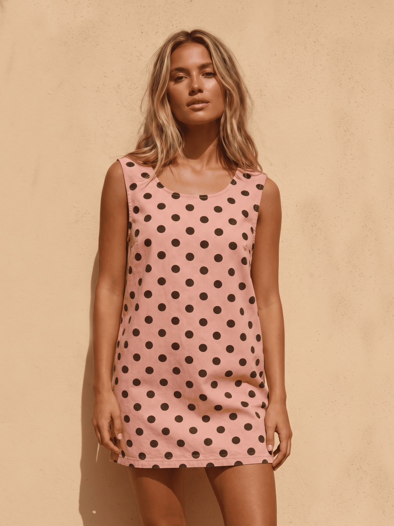 Robe courte à pois Naëlis - Rose/Chocolat