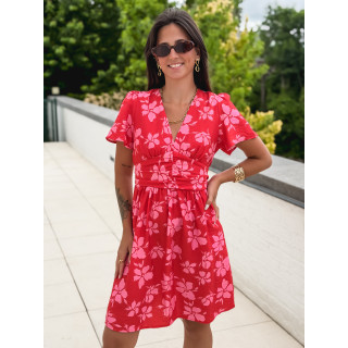 Robe courte à motifs Joya - Rouge/Rose