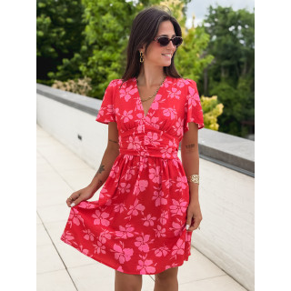 Robe courte à motifs Joya - Rouge/Rose