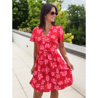Robe courte à motifs Joya - Rouge/Rose