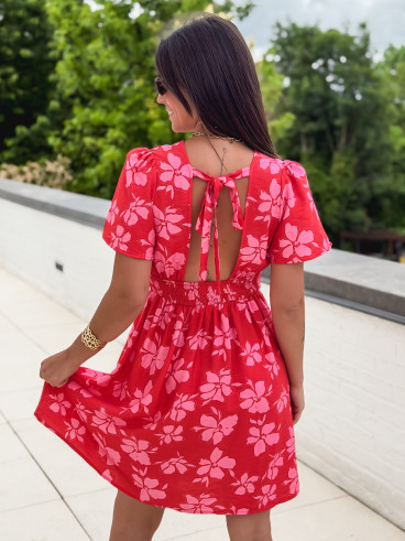 Robe courte à motifs Joya - Rouge/Rose