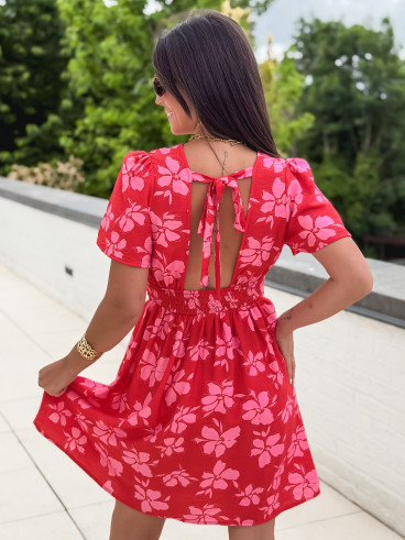 Robe courte à motifs Joya - Rouge/Rose