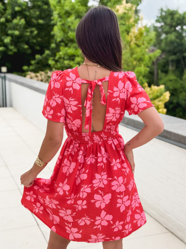 Robe courte à motifs Joya - Rouge/Rose