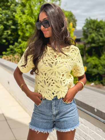 Blouse en crochet Iliyana - Jaune
