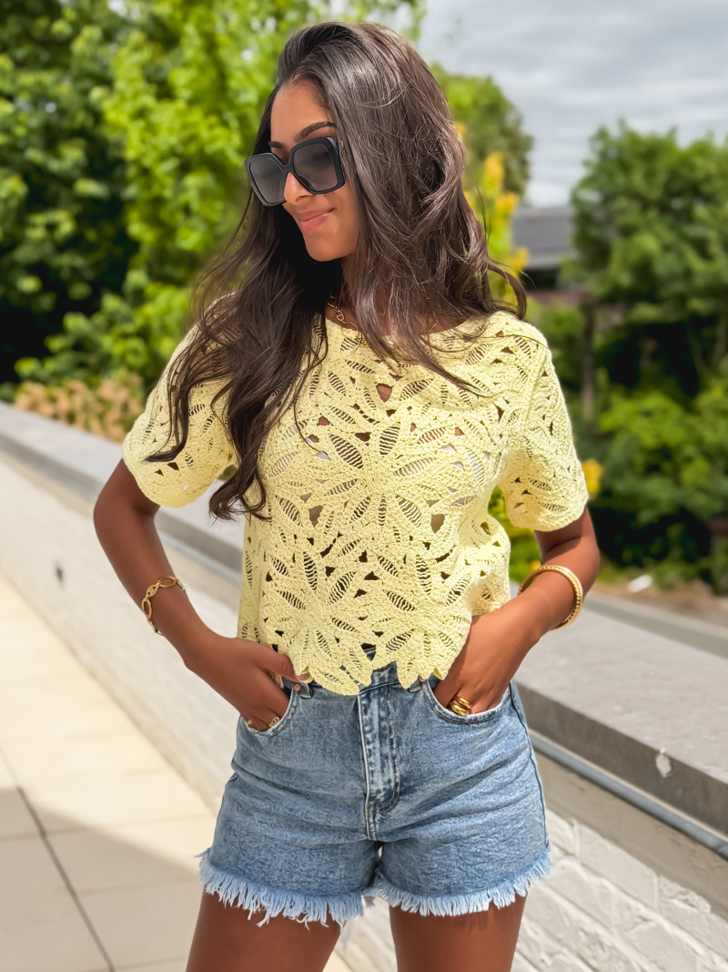 Blouse en crochet Iliyana - Jaune