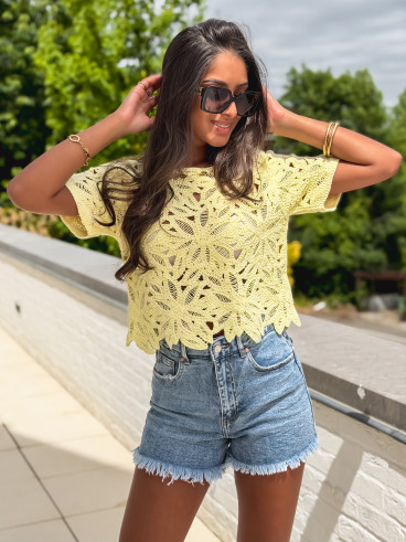 Blouse en crochet Iliyana - Jaune