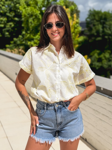 Chemise à motifs Chypre - Blanc