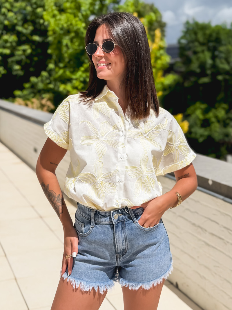 Chemise à motifs Chypre - Blanc