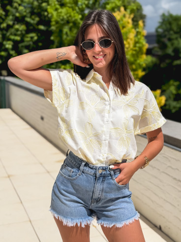 Chemise à motifs Chypre - Blanc