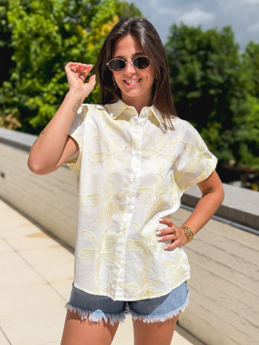 Chemise à motifs Chypre - Blanc