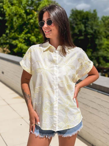 Chemise à motifs Chypre - Blanc