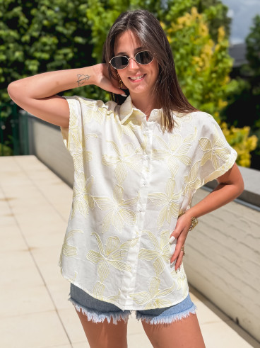 Chemise à motifs Chypre - Blanc