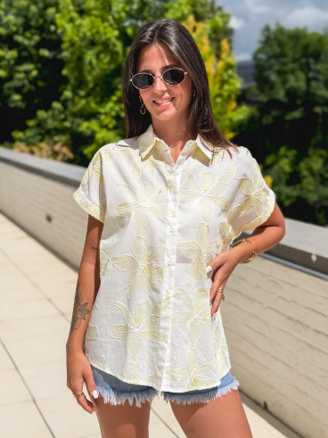 Chemise à motifs Chypre - Blanc