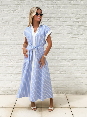 Robe longue lignée Silva - Bleu