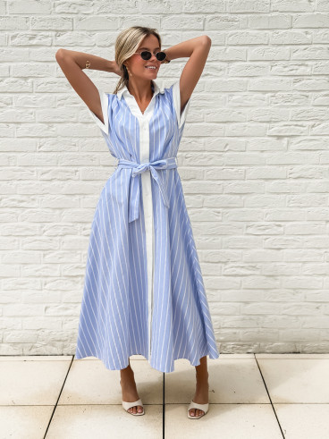 Robe longue lignée Silva - Bleu
