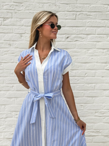 Robe longue lignée Silva - Bleu