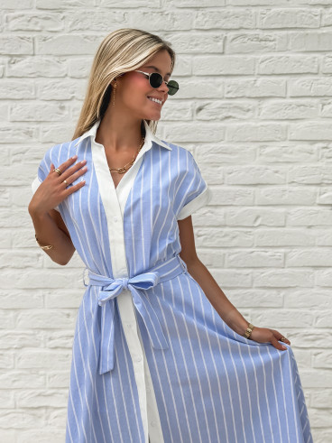 Robe longue lignée Silva - Bleu