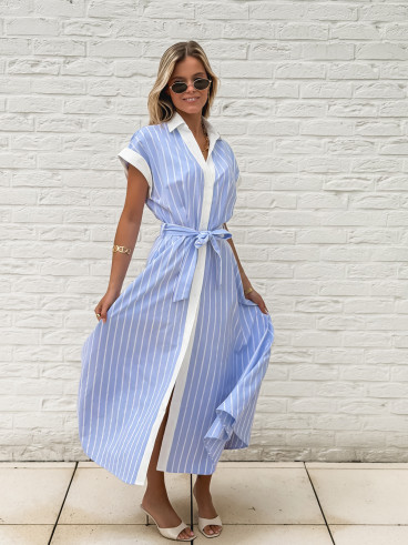 Robe longue lignée Silva - Bleu