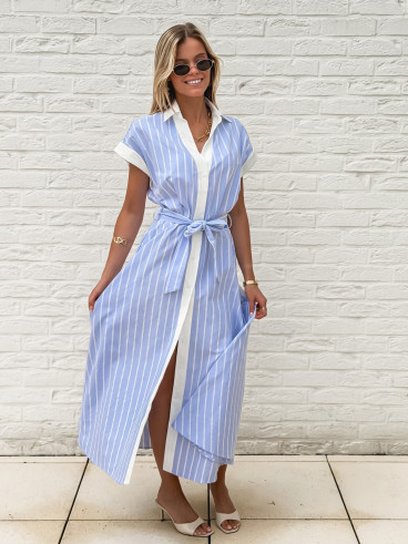 Robe longue lignée Silva - Bleu