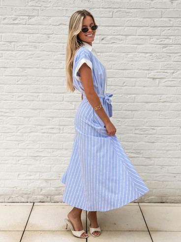 Robe longue lignée Silva - Bleu