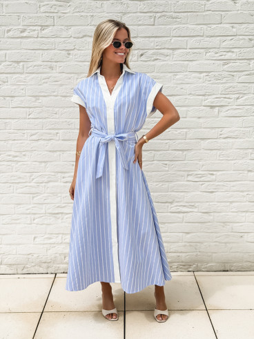 Robe longue lignée Silva - Bleu