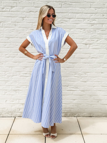Robe longue lignée Silva - Bleu