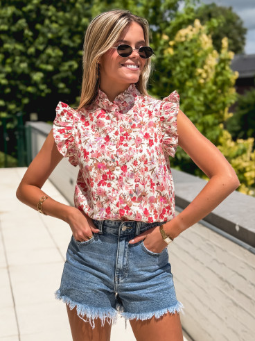 Chemisier à fleurs Syania - Rose