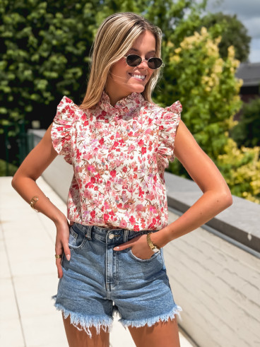 Chemisier à fleurs Syania - Rose