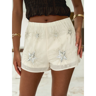 Short à strass beige