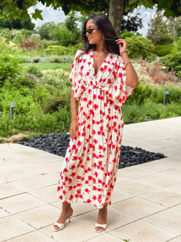 Robe longue à motifs Avila - Beige