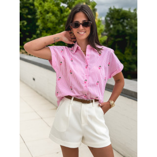 Chemise lignée Amira - Rose