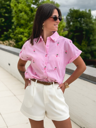 Chemise lignée Amira - Rose