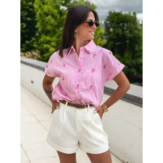 Chemise lignée Amira - Rose
