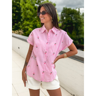 Chemise lignée Amira - Rose