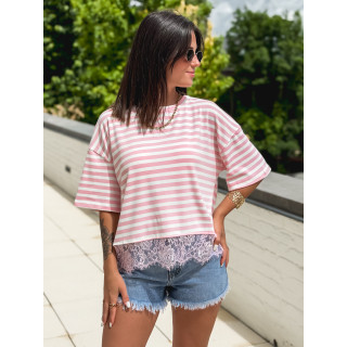T-shirt ligné Line - Rose