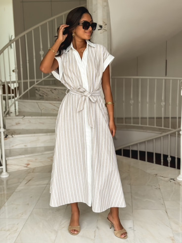 Robe longue lignée Silva - Beige