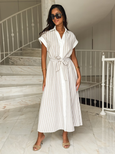 Robe longue lignée Silva - Beige