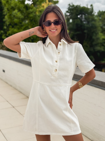 Robe courte en jeans Eva - Blanc
