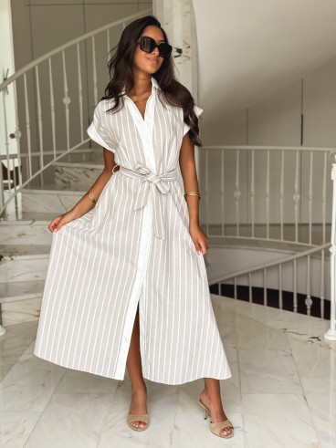Robe longue lignée Silva - Beige