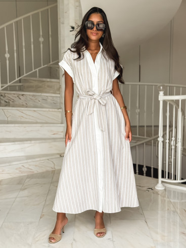 Robe longue lignée Silva - Beige
