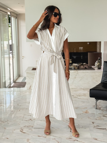 Robe longue lignée Silva - Beige