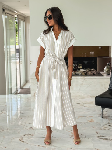 Robe longue lignée Silva - Beige