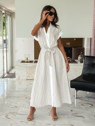 Robe longue lignée Silva - Beige
