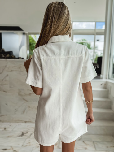 Combinaison short en jeans Verra - Blanc