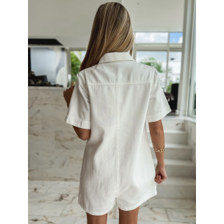 Combinaison short en jeans Verra - Blanc