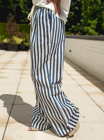 Pantalon ligné Corse - Bleu