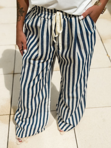 Pantalon ligné Corse - Bleu